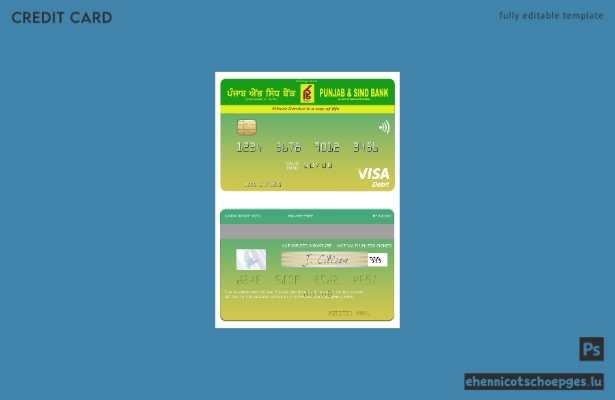 Beispielvorschau der Visa-Debitkarte der Punjab and Sind Bank in Indien